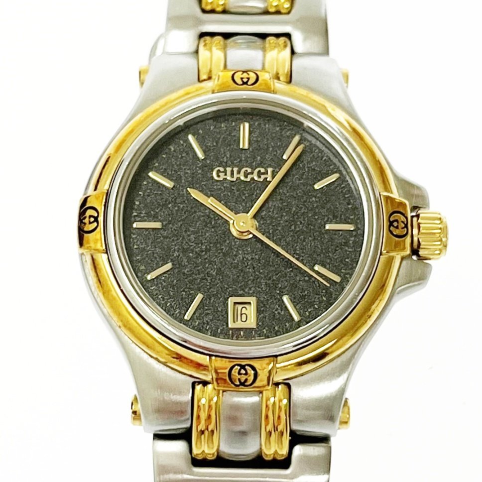 【1円スタート】【箱付き】GUCCI グッチ 9040L SS×GP クオーツ レディース腕時計 162201