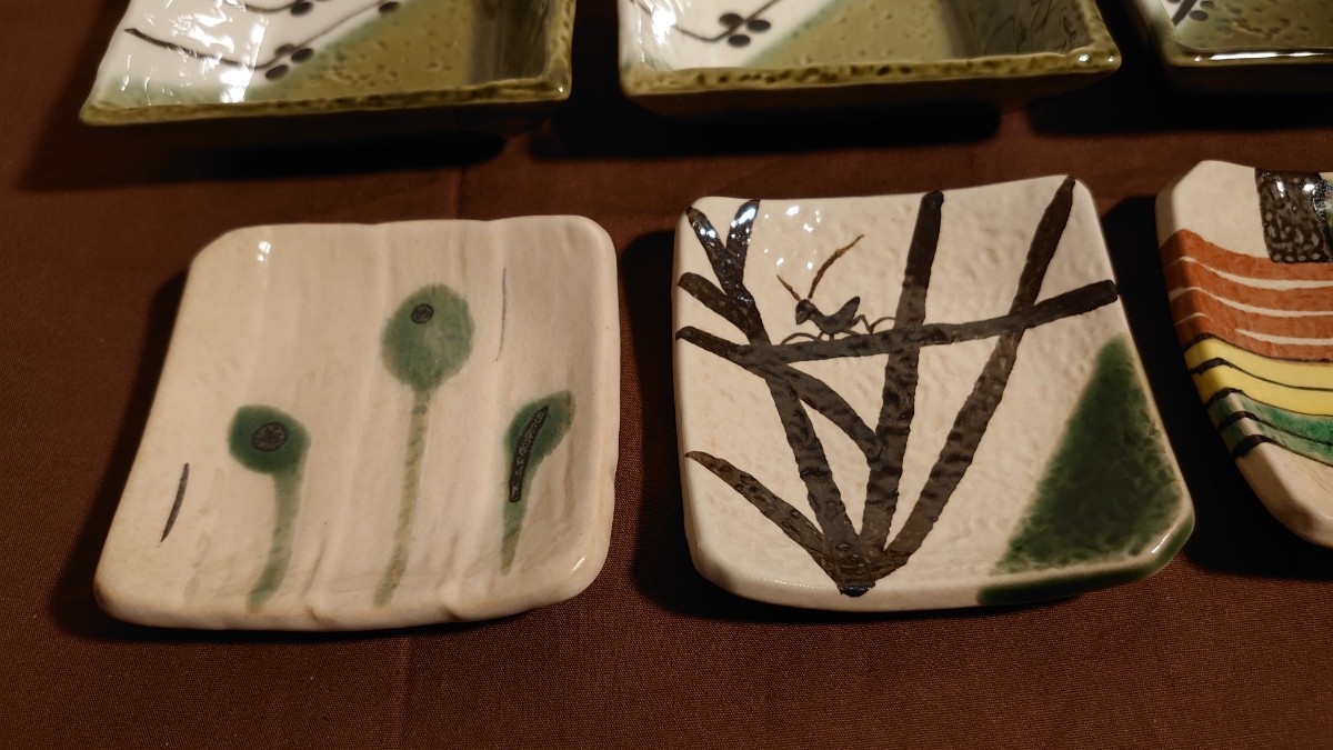 古織部 織部焼 角皿 菓子皿 蔵出し 織部釉 4客 【公式通販】