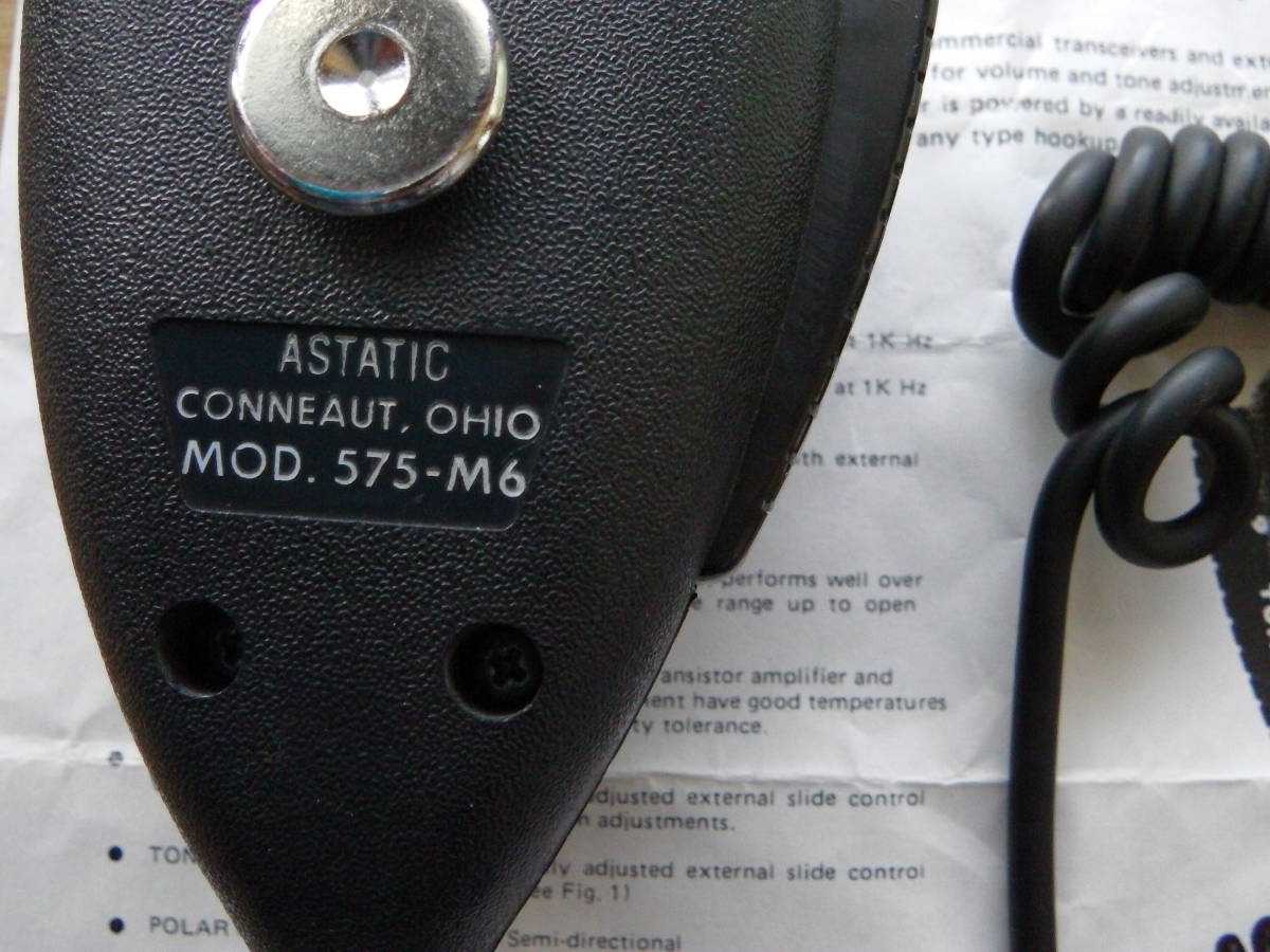 575-M6 ASTATIC アスタティック Astatic セラミックマイク 無線機用