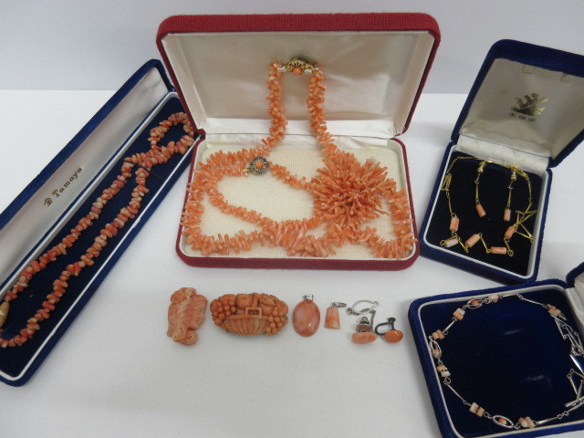 アクセサリー祭 珊瑚 アクセサリー おまとめ13点 珊瑚ネックレス SV金具 ブレスレット ブローチ 帯留め ペンダントトップ 本珊瑚