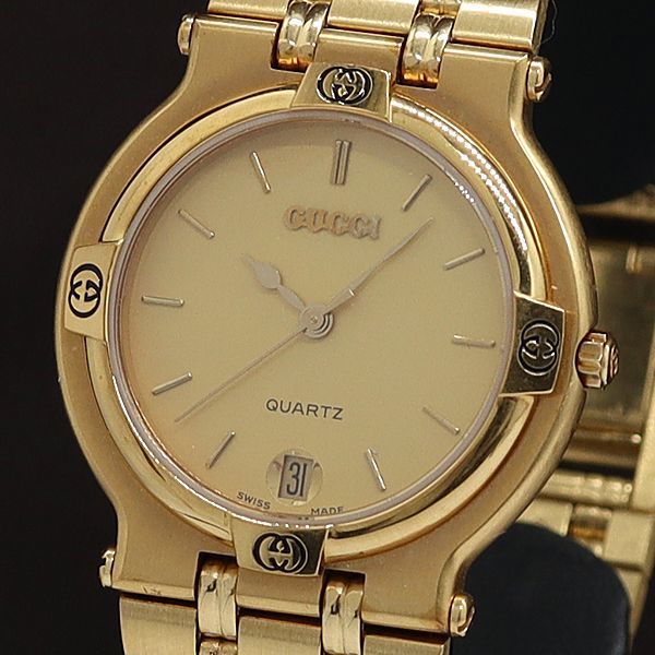 電池交換済み】GUCCI クォーツ 腕時計 9200M デイト 時計 【電池交換 