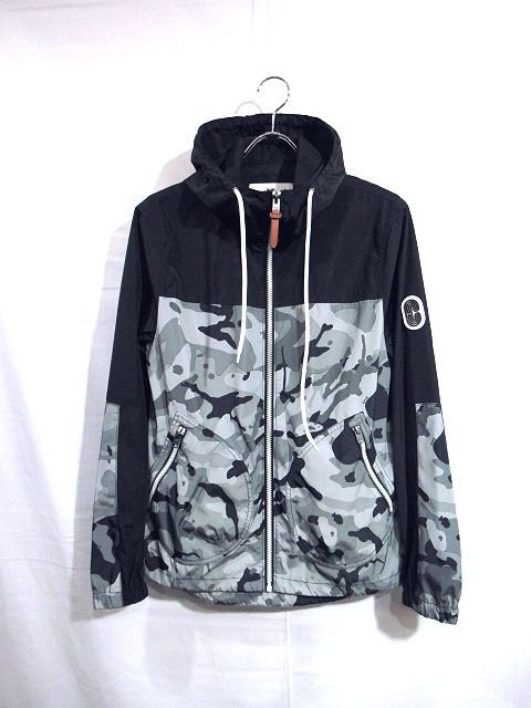 ◆美品◆COACH コーチ◆ジャケット パーカー ブルゾン #S ナイロン カモフラ 迷彩 89736 ジップアップ メンズ ロゴ入り 黒×グレー系
