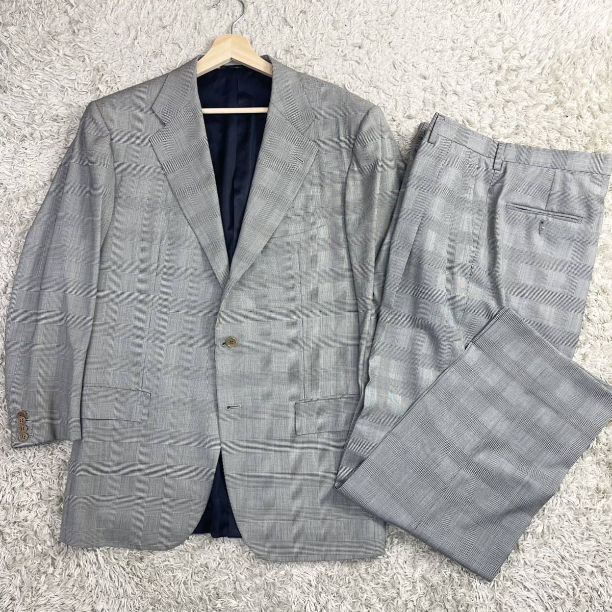 極美品 KITON【圧倒的な高級感】キトン キートン セットアップ チェック シングル スーツ 紳士服 シングル 激レアXL相当 メンズ グレー