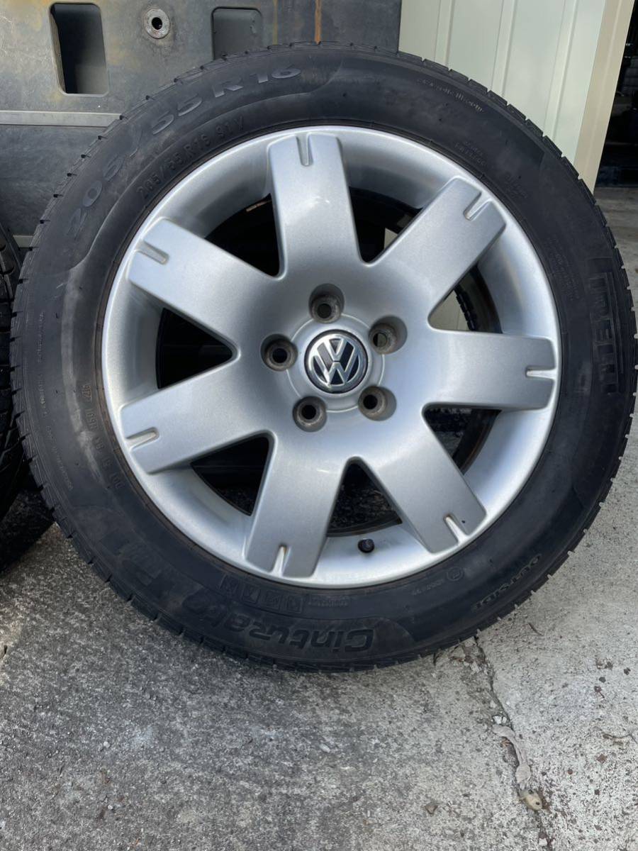 VW フォルクスワーゲン 純正 16インチ アルミホイール★YOKOHAMA 2022年製205/55R16 4本セット★ゴルフ パサート トゥーラン ジェッタ等に フォルクスワーゲン VW 純正 ゴルフ7純正ホイール やや傷や スタッドレス