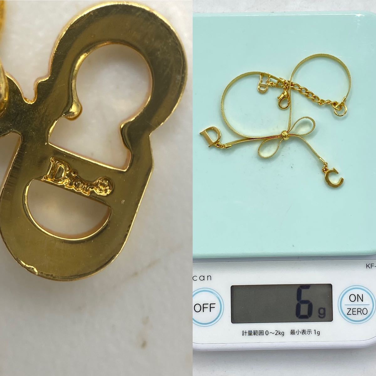 Christian Dior クリスチャン ディオール リボン ロゴ ゴールド