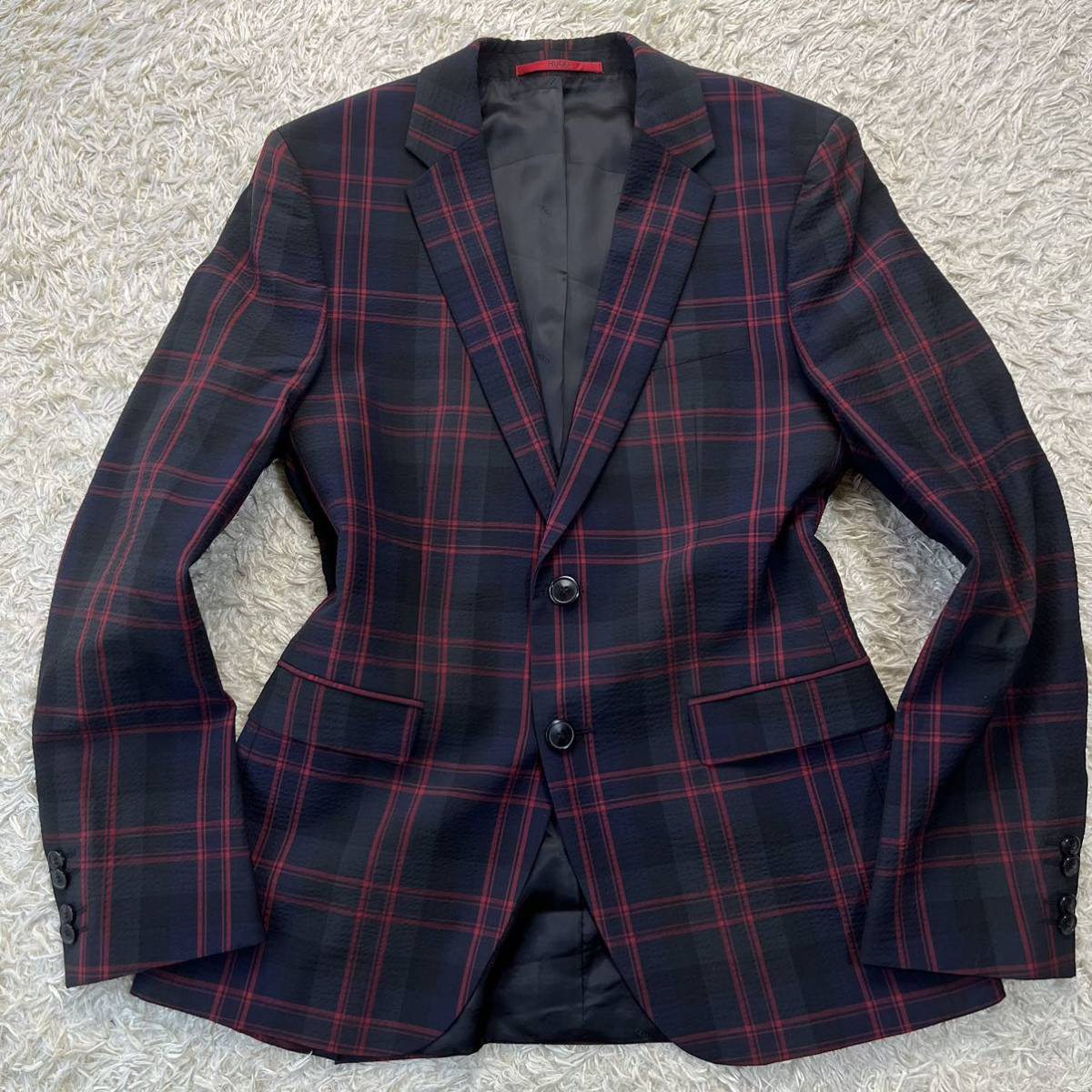 極美品】HUGO BOSS ヒューゴボス 高級テーラードジャケット チェック柄 