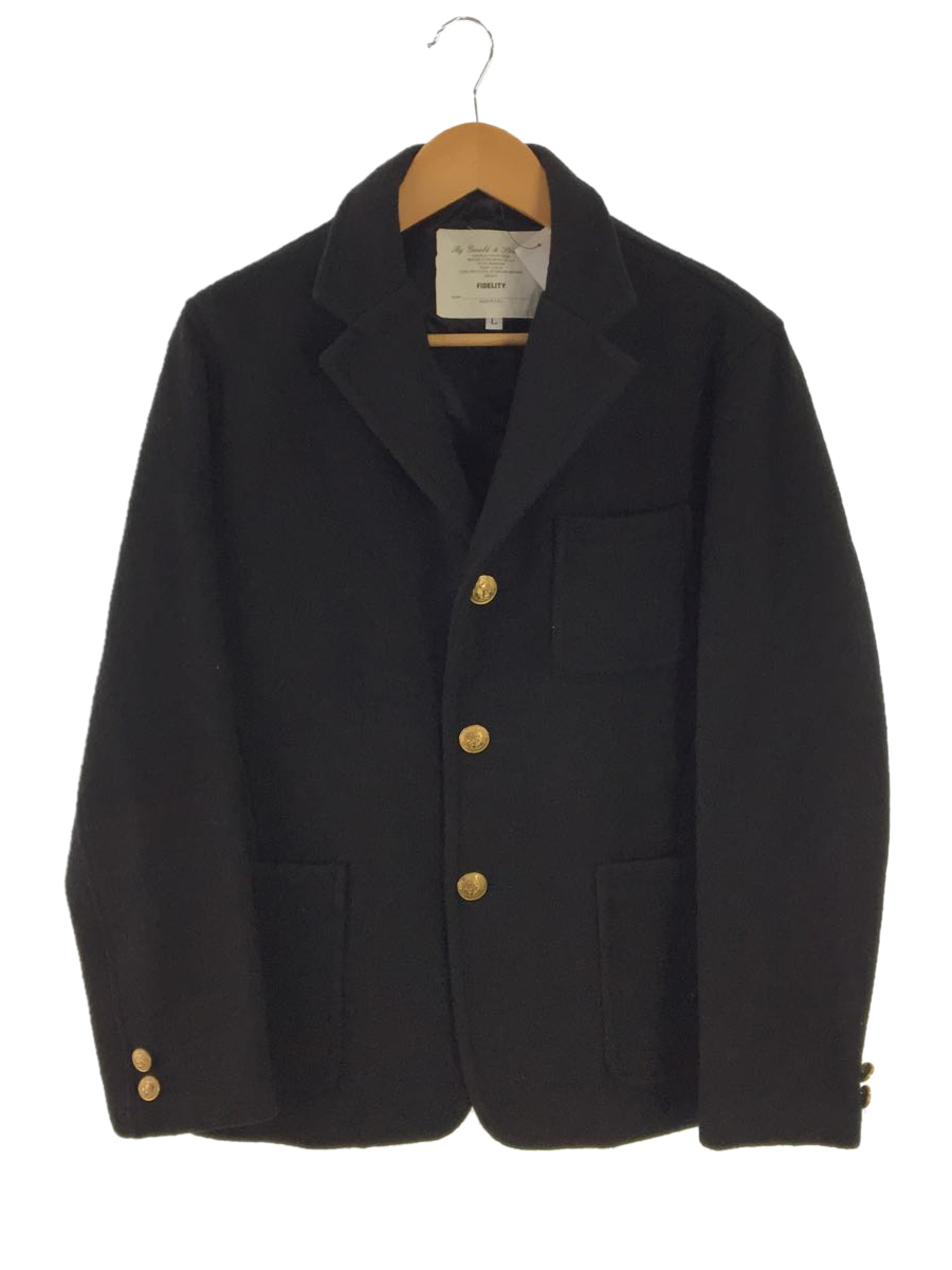 FIDELITY◇テーラードジャケット/L/ウール/BLK/金ボタン/メンズ