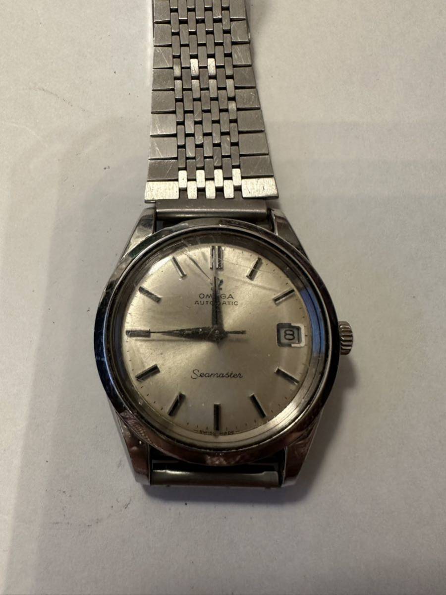 稼働　OMEGA オメガ AT/自動巻 シーマスター デイト ラウンド シルバー文字盤 メンズ腕時計 