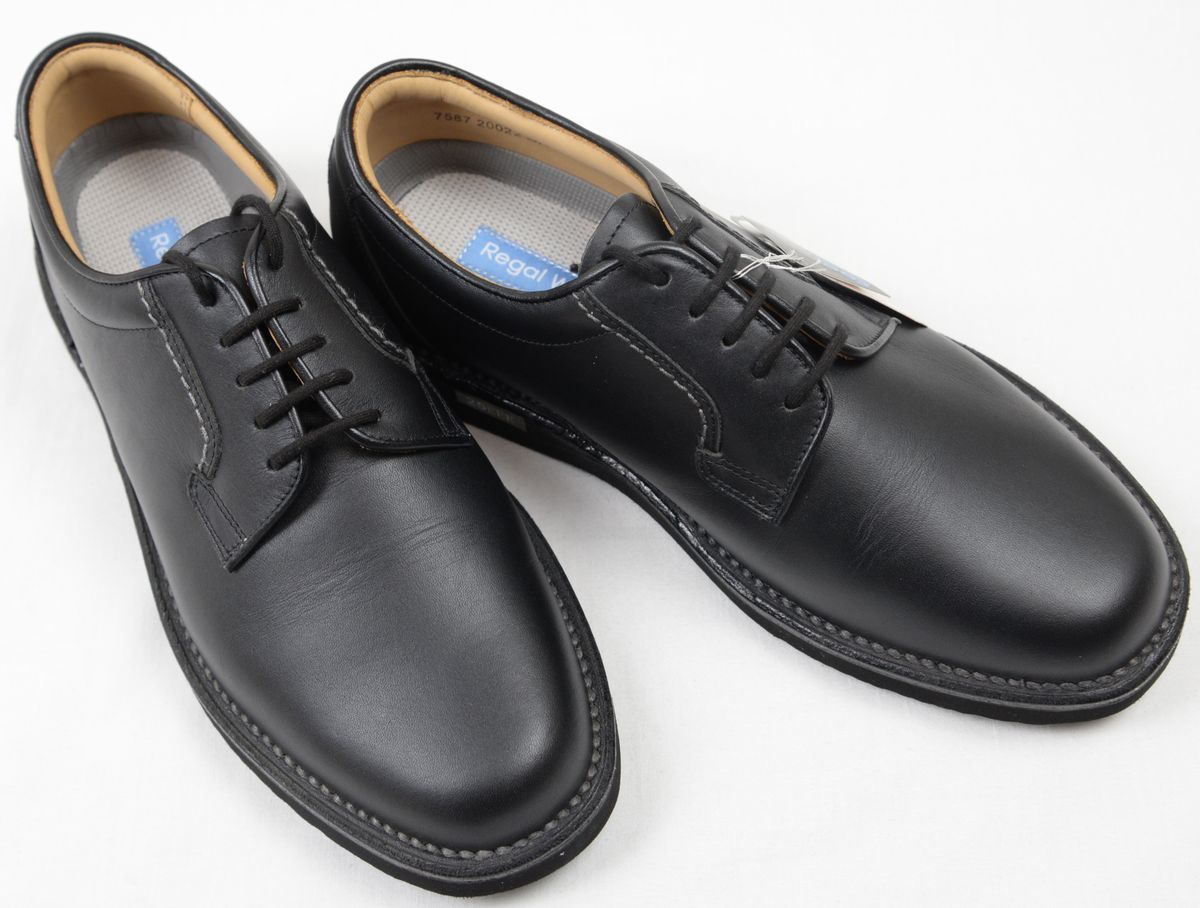 ●REGAL WALKERリーガルウォーカープレーントゥビジネスシューズ(25.0EEE，黒，601W)新品