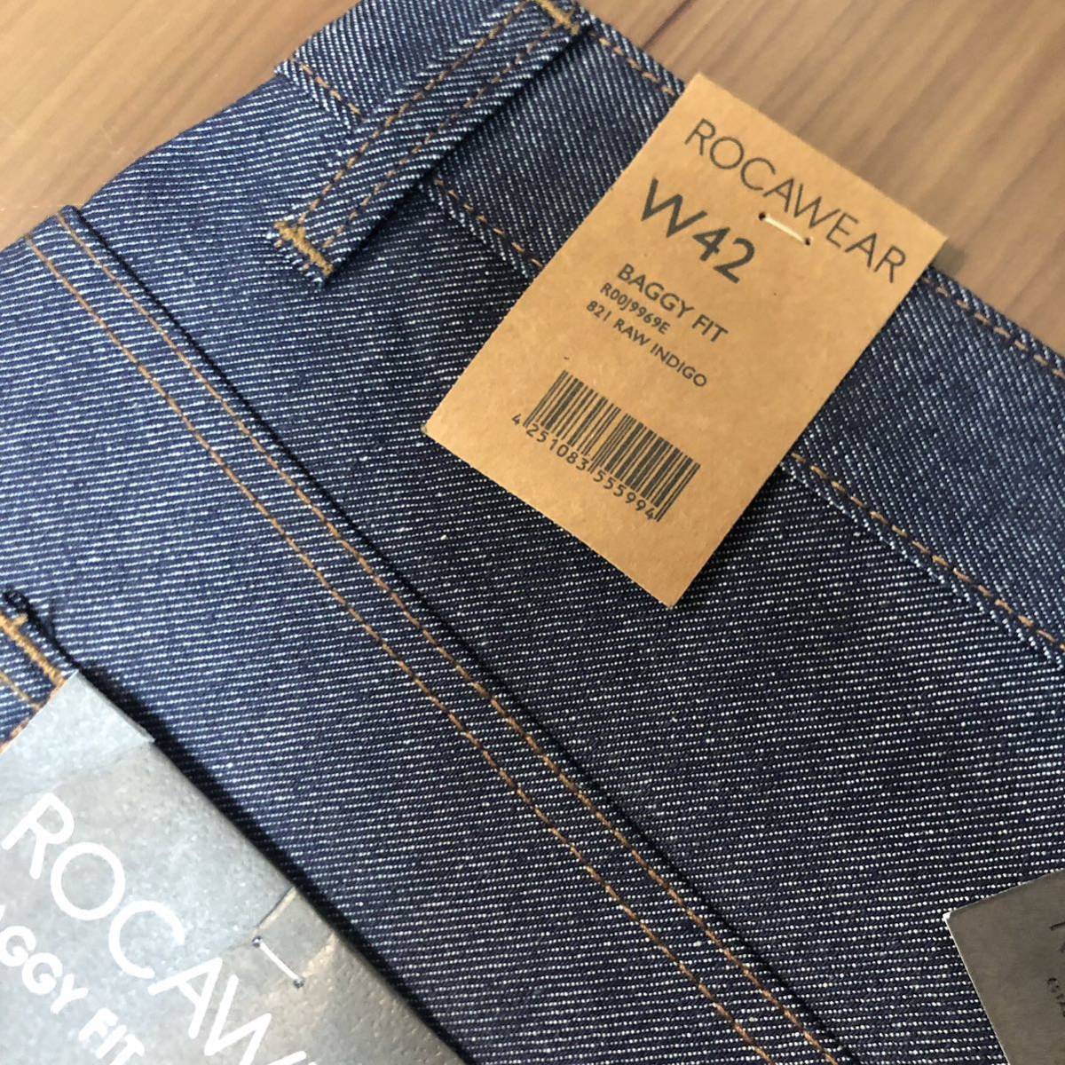 送料無料】極太 ROCAWEAR ロカウェア バギーデニム W42 タグ付き 