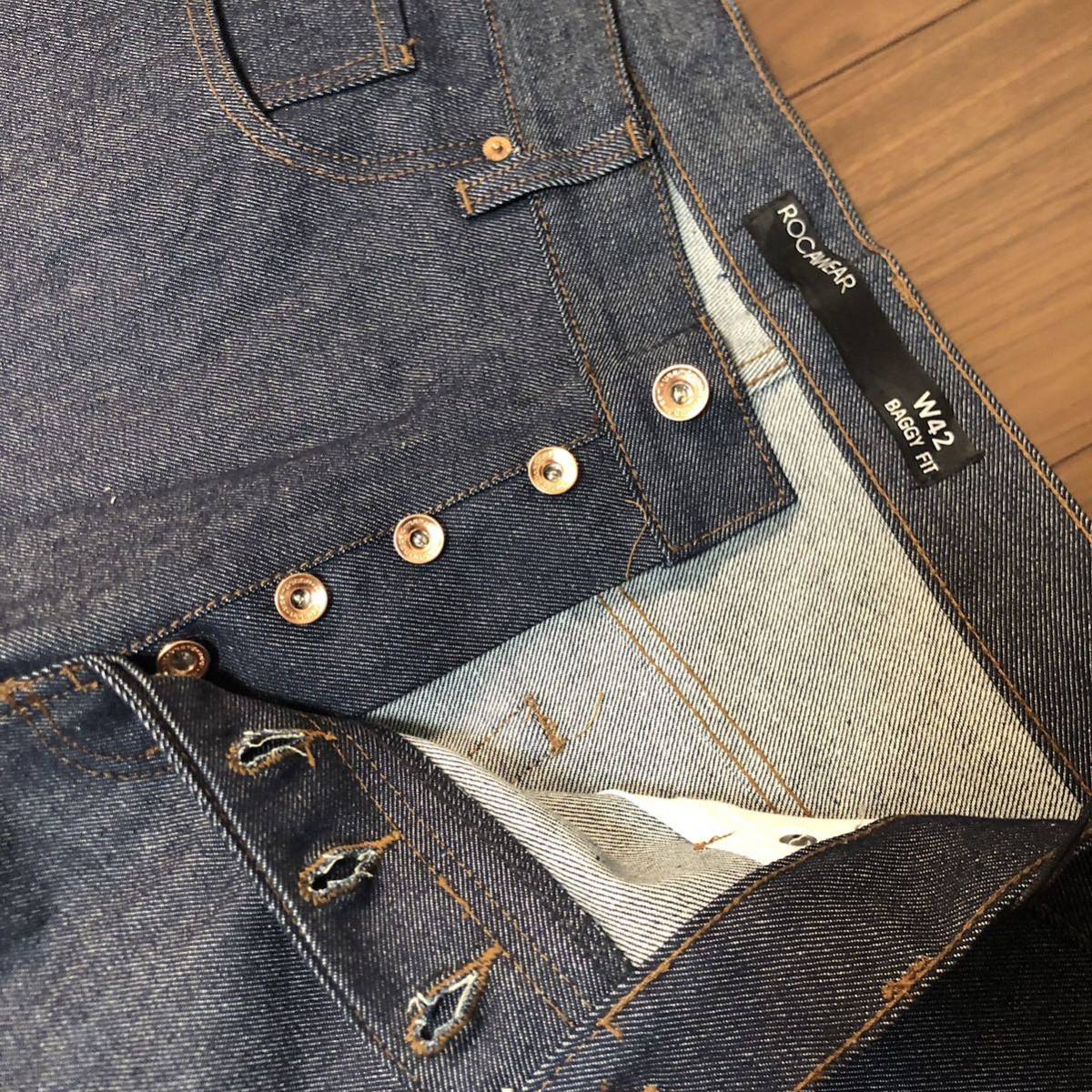 送料無料】極太 ROCAWEAR ロカウェア バギーデニム W42 タグ付き 