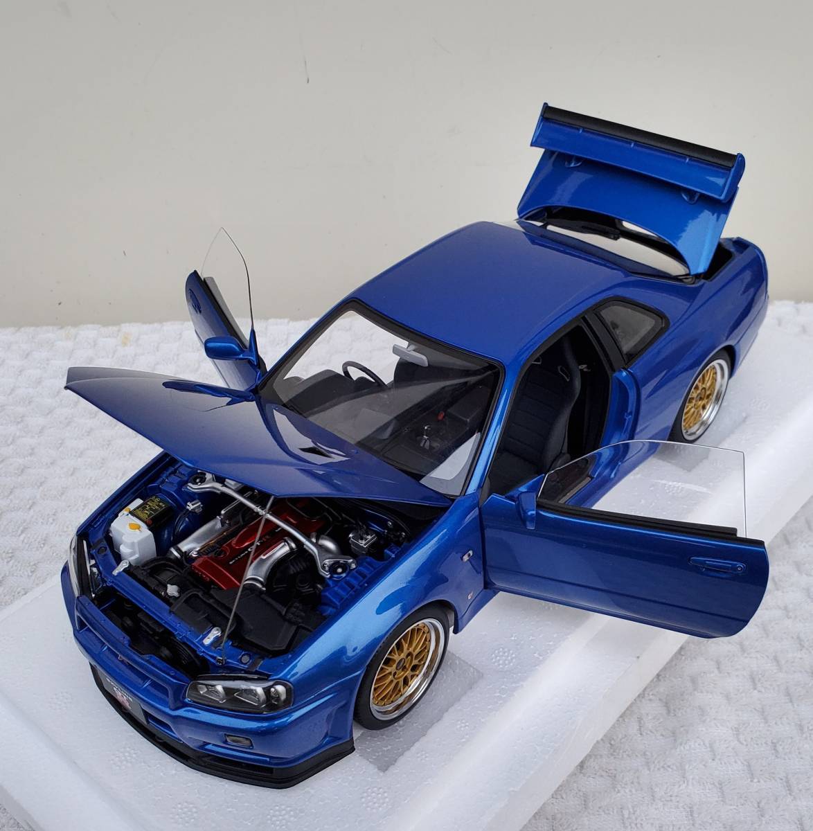 送料無 Aa 1/18 オートアート ドア類開閉 ニッサン R34 スカイライン GT-R BBS IG 京商 ミニカー AUTOart イグニッションモデル ignition 