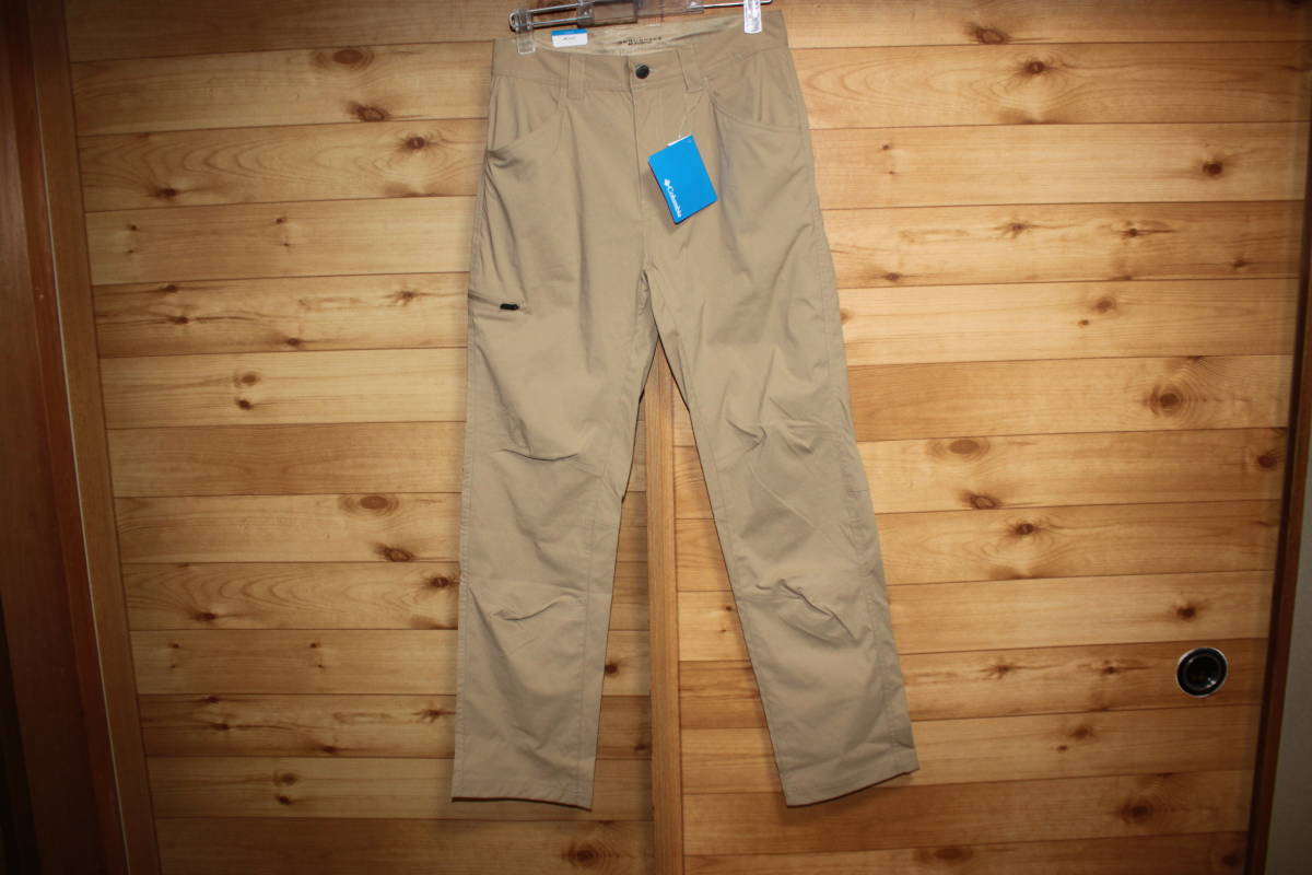 未使用コロンビアColumbia　メンズW34　レギュラーシルエット　薄手軽量/ストレッチトレッキングパンツ　AE0661　ベージュ　送料無料即決
