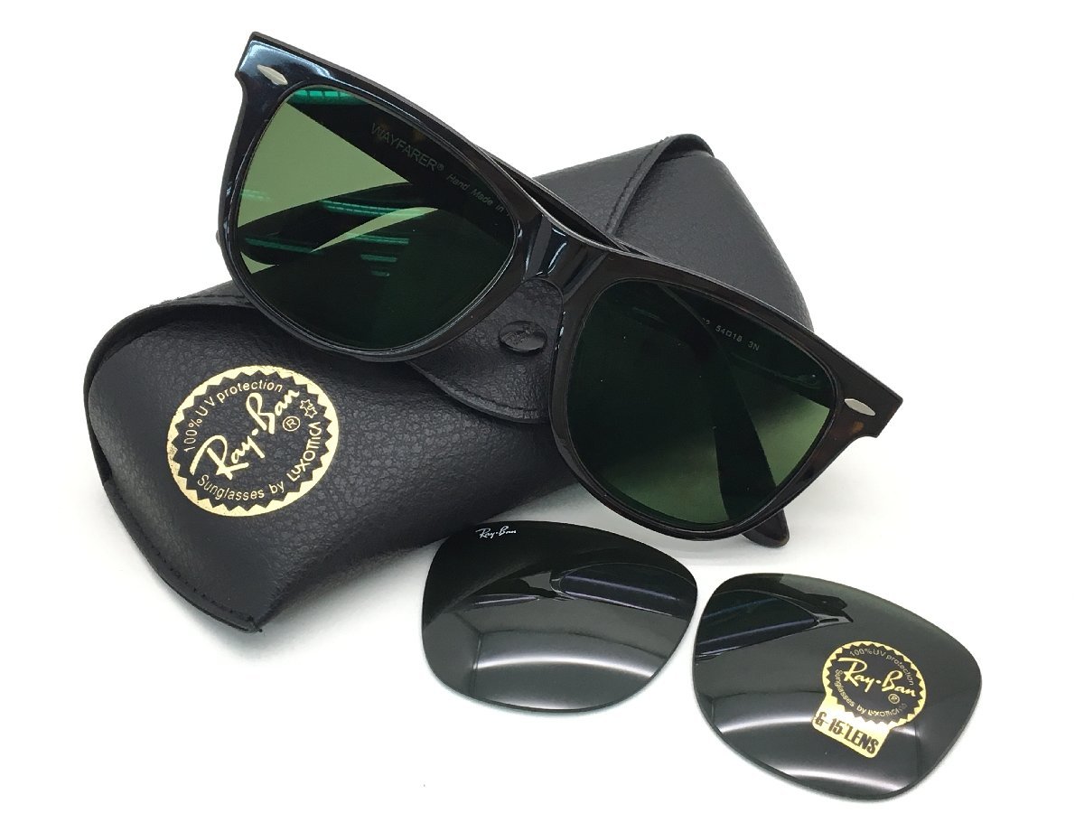 レイバン ウェイファーラー RB2140-F 54□18 サングラス 度あり ブラック系 ケース/レンズ付き中古【UC040009】
