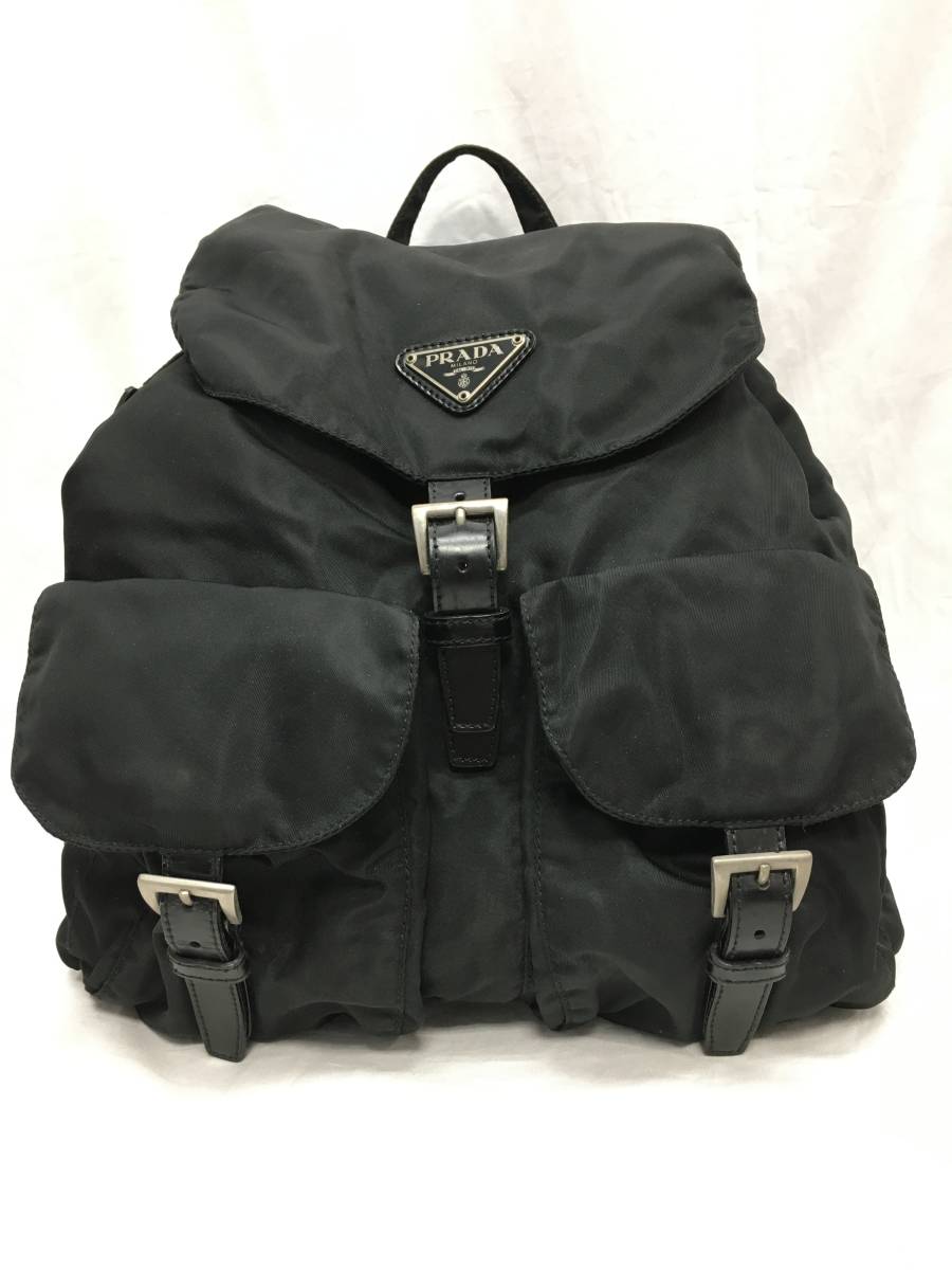1円～】中古 PRADA プラダ ナイロン リュックサック 巾着型 ブラック