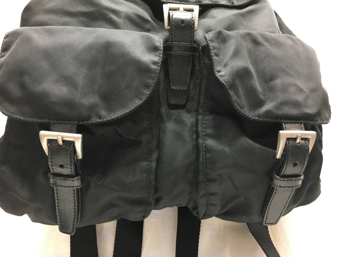 1円～】中古 PRADA プラダ ナイロン リュックサック 巾着型 ブラック 