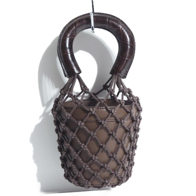 K9776R5 ▼STAUD スタウド AP STUDIO エーピー ストゥディオ 購入▼　MESH LEATHER BAG メッシュ レザーバッグ ブラウン / 茶 ハンドバッグ