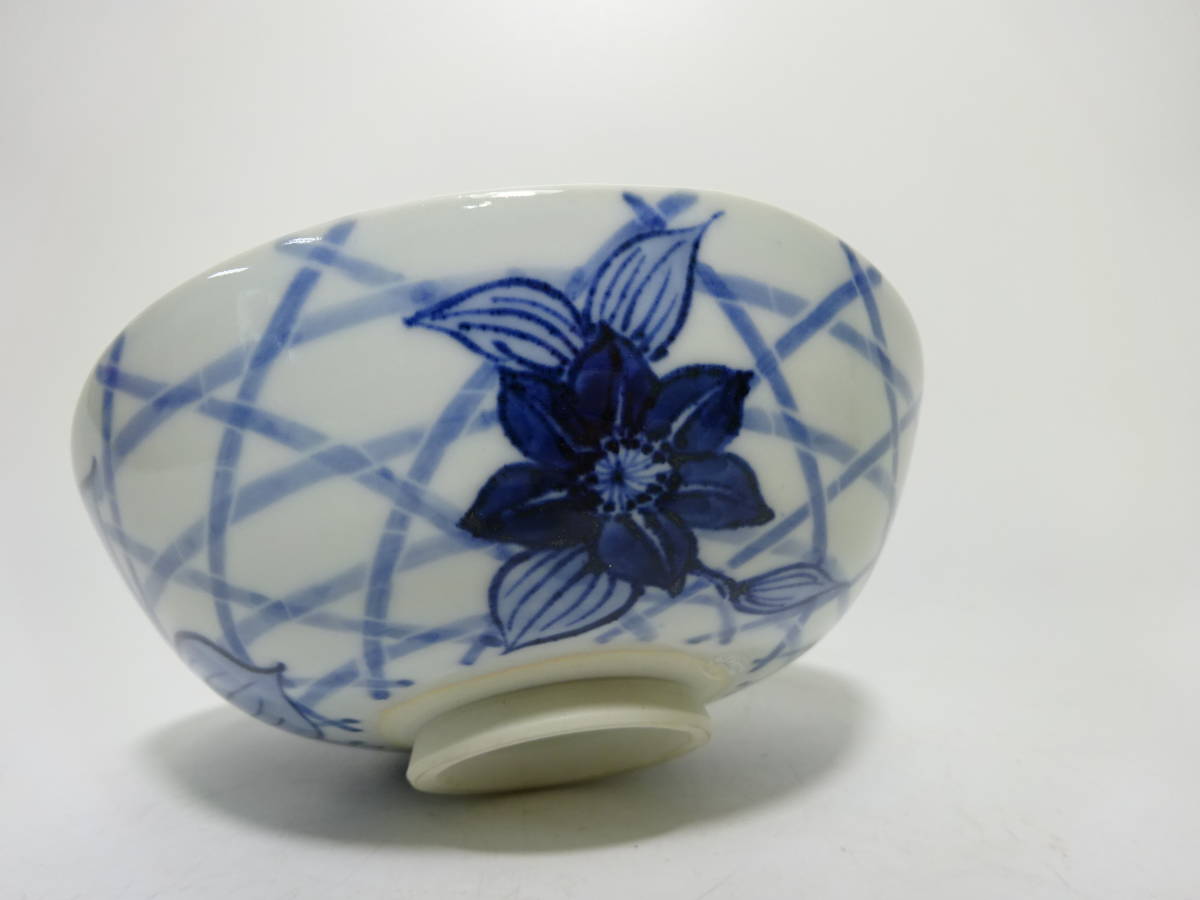 京都#⑥ 清閑寺 杉田祥平 造 染付鉄線画 茶碗 共箱 茶道具 【公式通販】
