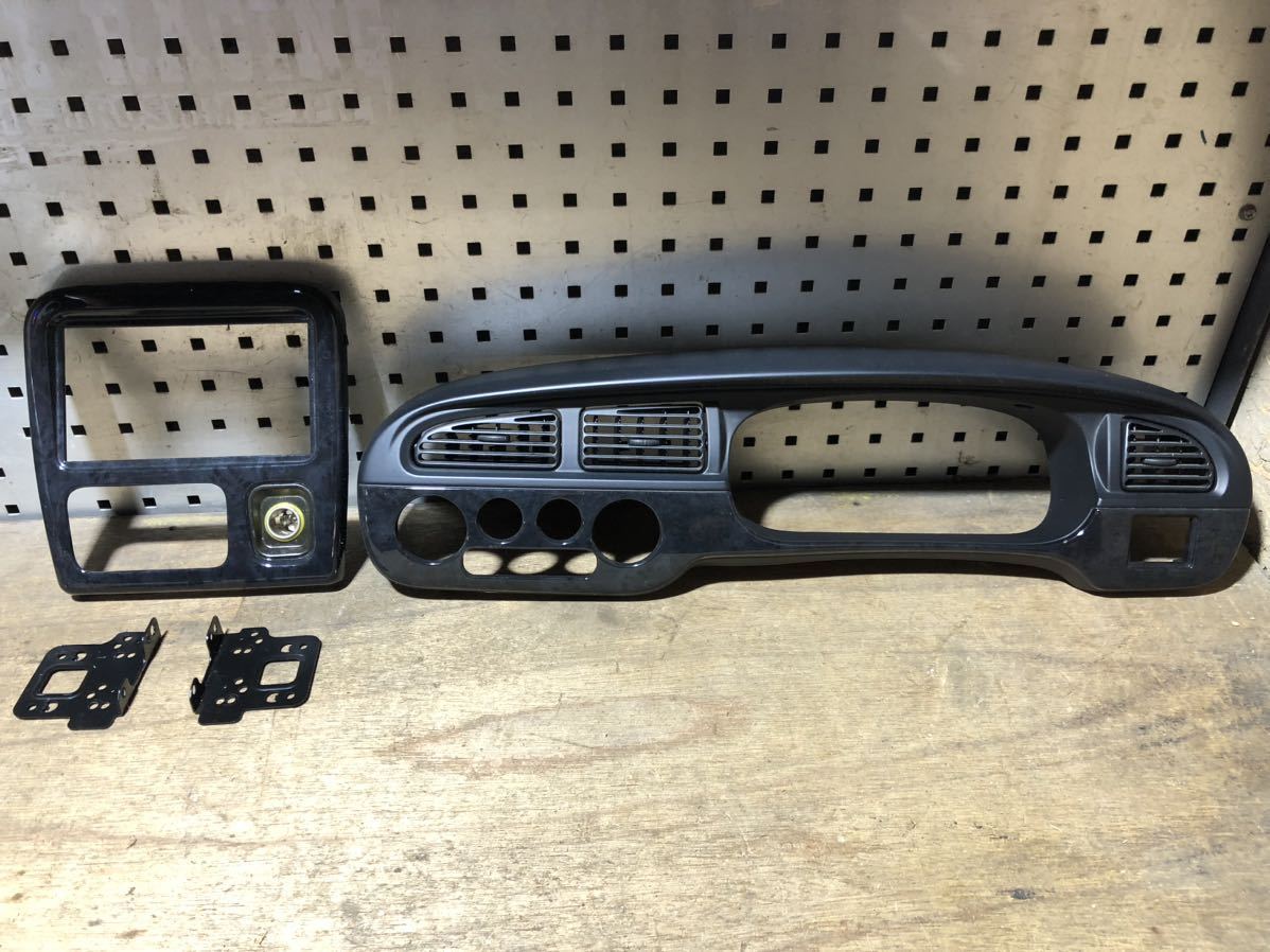 希少 ブラックウッド L700S L710S ミラジーノ ウッドパネル メーターパネル オーディオパネル 黒 木目調 ブラケット ステー セット★