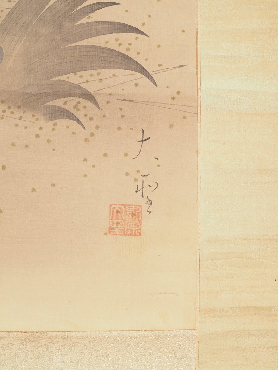 山本梅逸花鳥図絹本 掛軸（花鳥画 江戸時代） 山本梅逸花鳥図