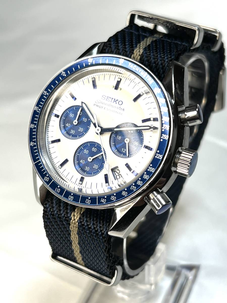 SEIKO MOD /カスタム /VK63 /クォーツ /ホワイト＆メタリックブルー
