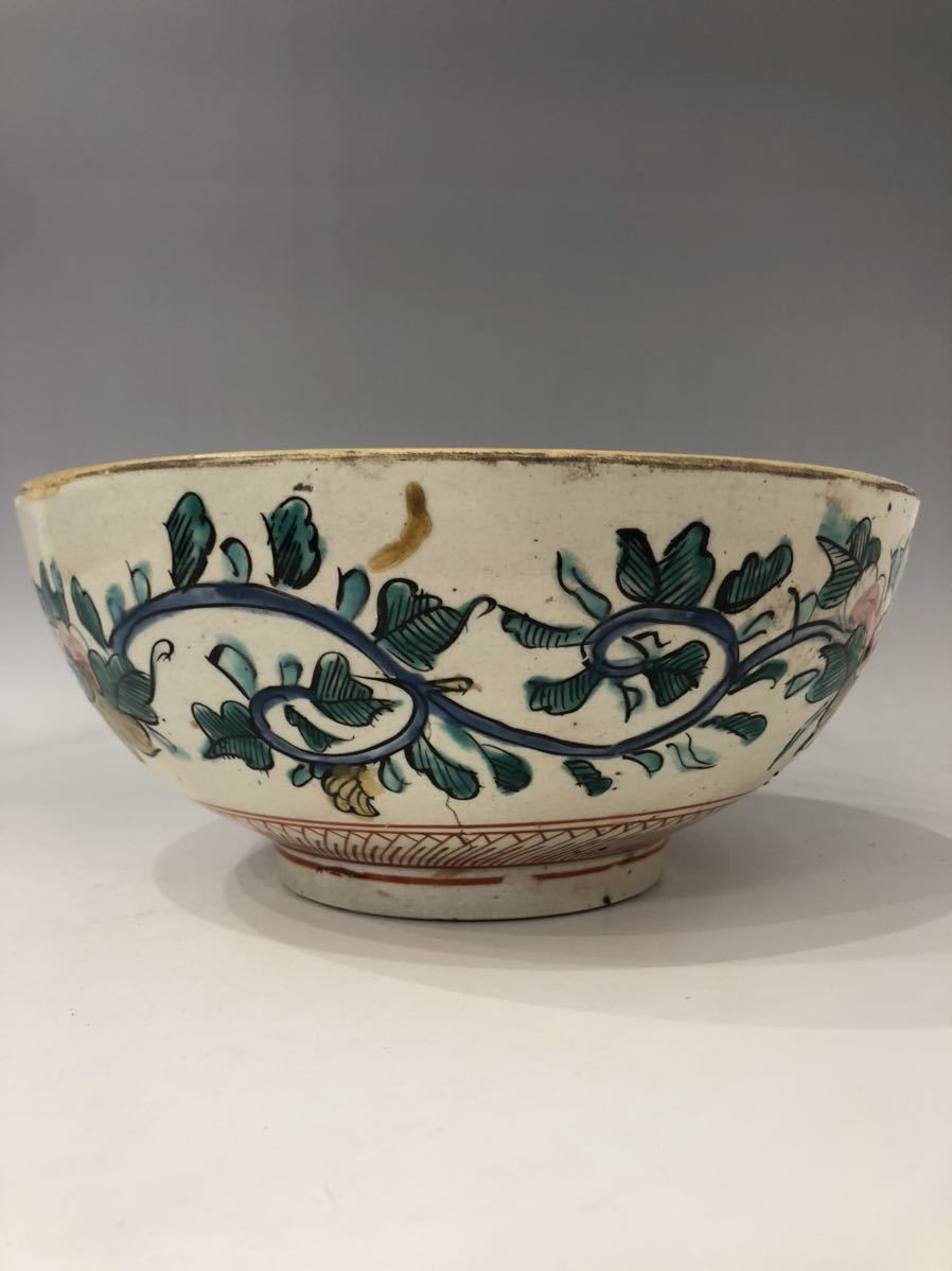 華の図 九谷焼 蔵出し 色絵窓抜流泉人物図深 能登正院