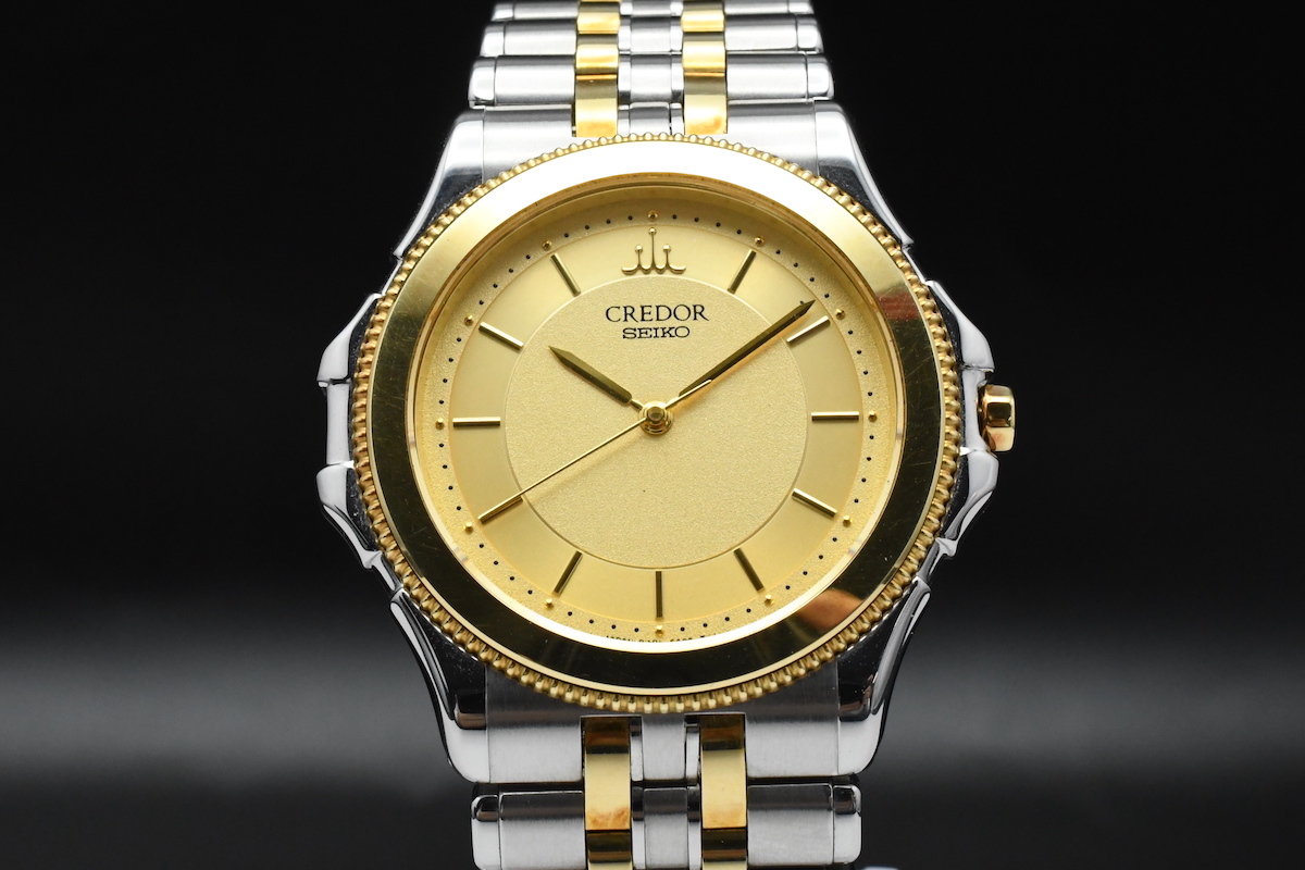 美品／箱付 SEIKO CREDOR 18KTベゼル Ref：8J81-6A20 セイコー 