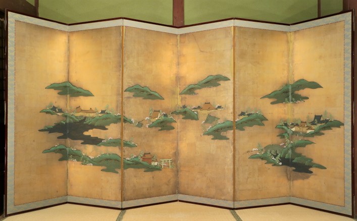 神社仏閣図 屏風 6曲片双(1) #234252 - 文化遺産オンライン 東京書芸