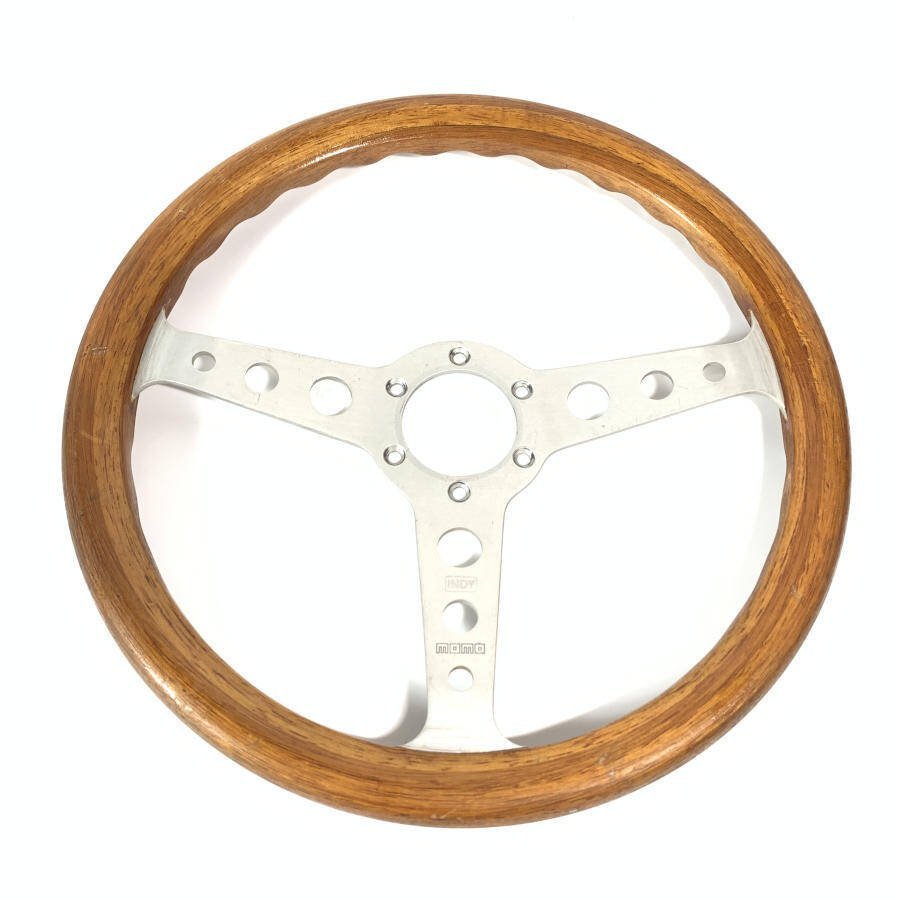 momo モモ INDY ウッドステアリング 外径:約35cm○ジャンク品