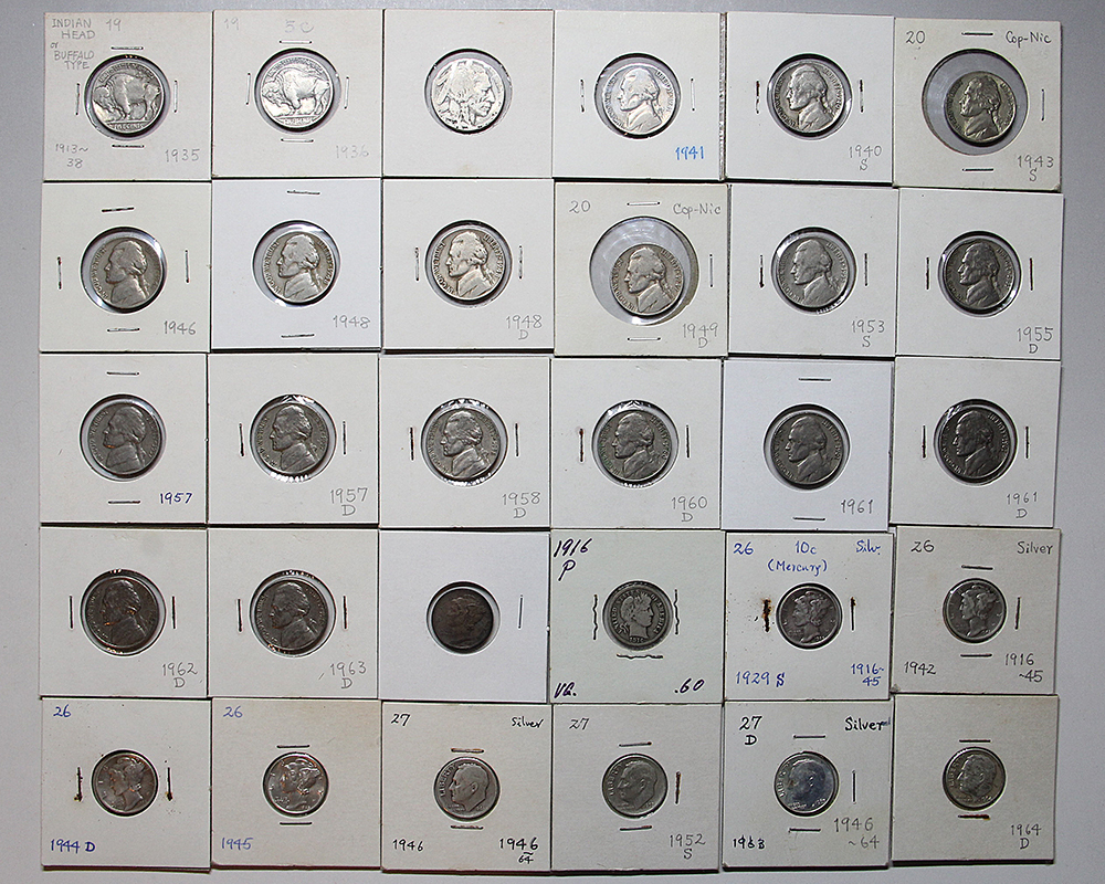 ★ アメリカ 5セント 1935年 銀貨など いろいろ30枚 / 古銭 硬貨 コイン