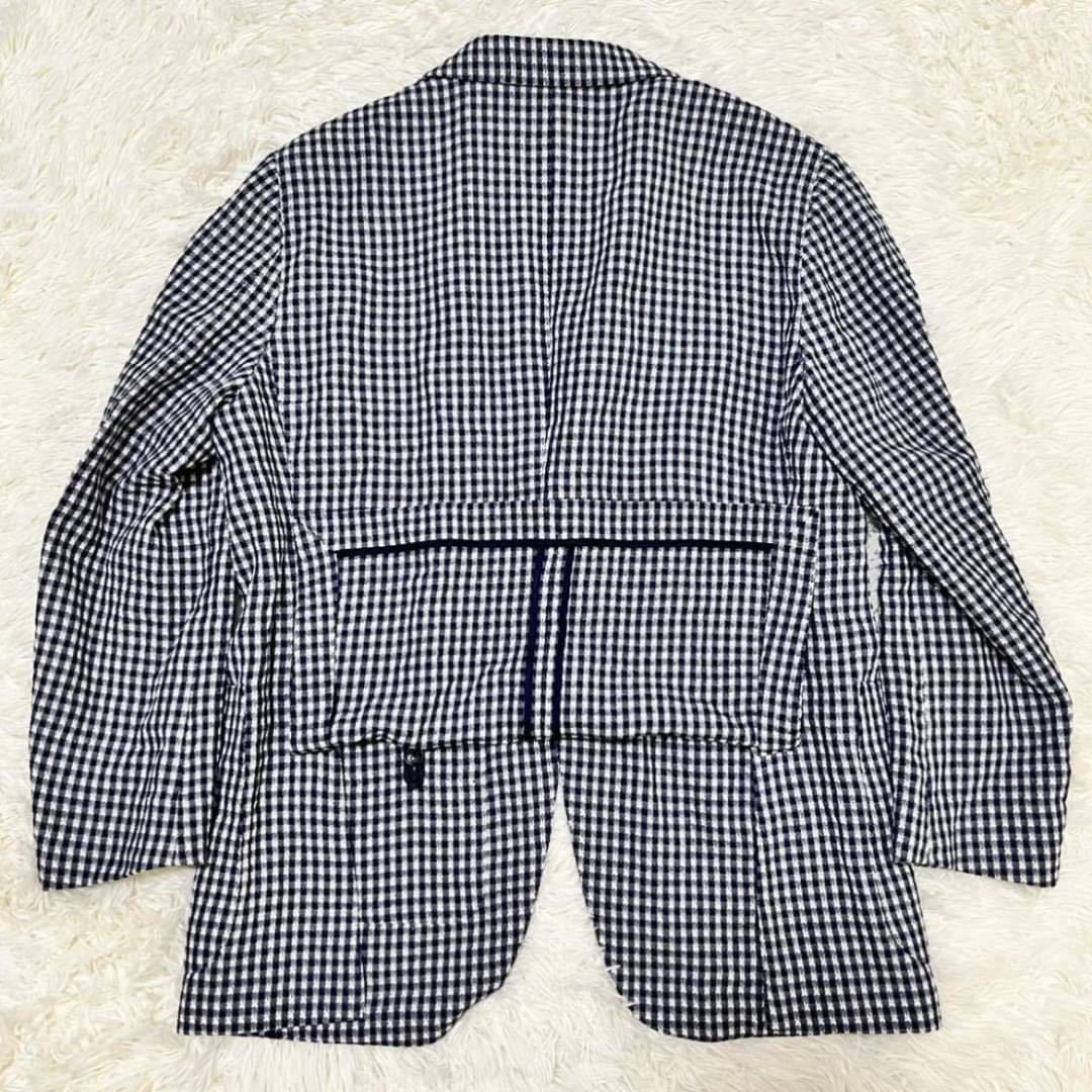 Zegna【希少2XL リネン混 美品】テーラードジャケット52 紺 白 