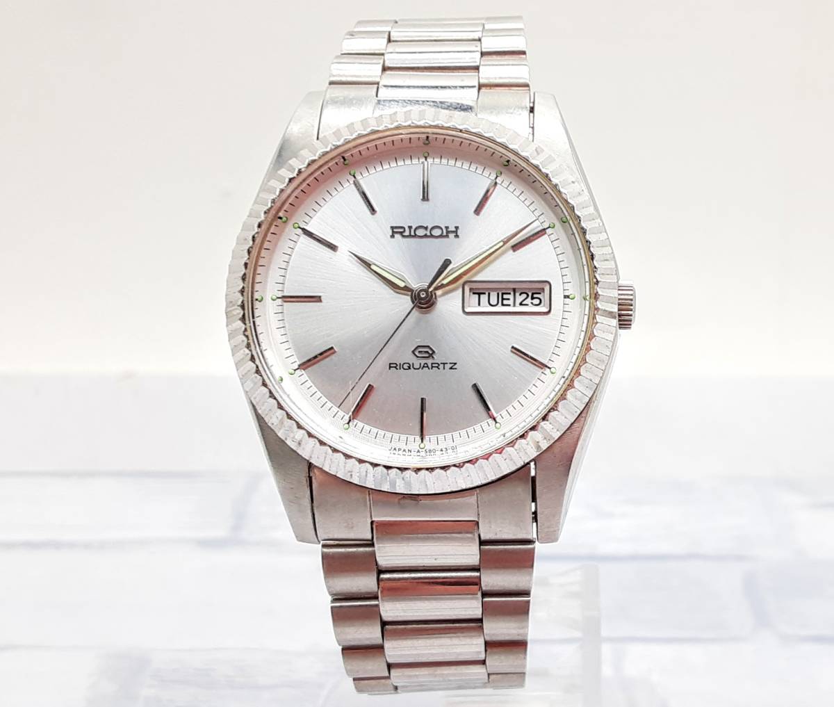 1円【稼働品】RICHO RIQUARTZ リコー リクォーツ 580302 デイデイト 