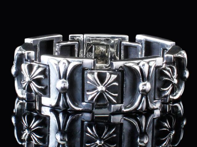 (BR-C028)SILVER925チャーチヘッドクロスリンクシルバーブレスレット/メンズ/レディース/
