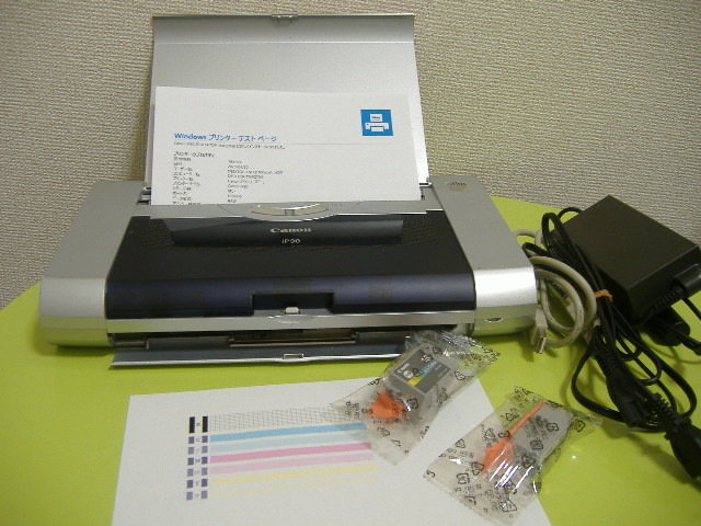 CANON カラーモバイルプリンタPIXUS ip90 Win10印字確認】