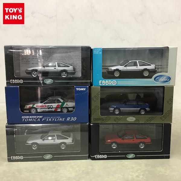 1円〜 エブロ 1/43 トヨタ カローラ レビンAE86 ホワイト/ブラック トミカ Pダッシュ スカイライン R30 他