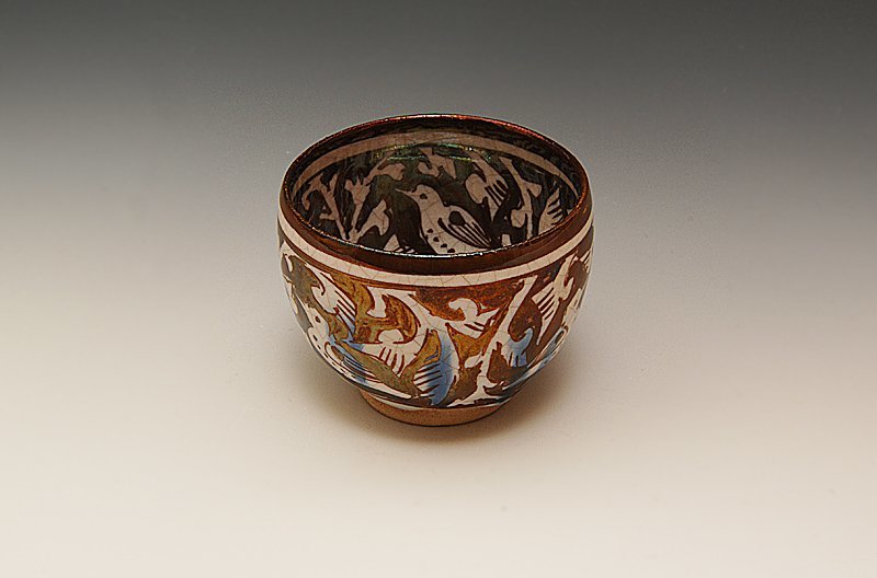 酒器 人間国宝加藤卓男『ラスター彩 騎馬人物文 酒杯』在印 共箱