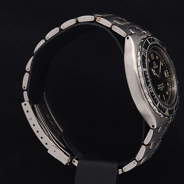 1円 オメガ QZ シーマスター プロフェッショナル200M 黒文字盤 デイト ラウンド メンズ腕時計 0025300 NKG