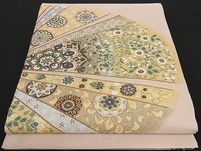 着物屋こころ□明綴れ 袋帯 正倉院花文 金糸 正絹 逸品 未使用 B 