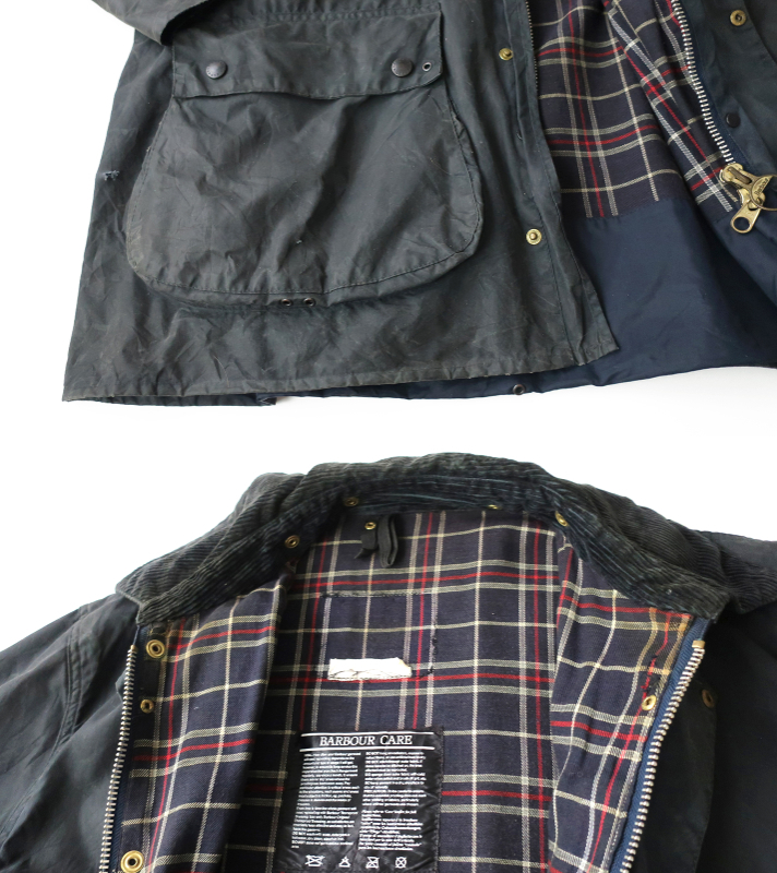 90s Barbour バブアー BORDER オイルドジャケット ボーダー ネイビー