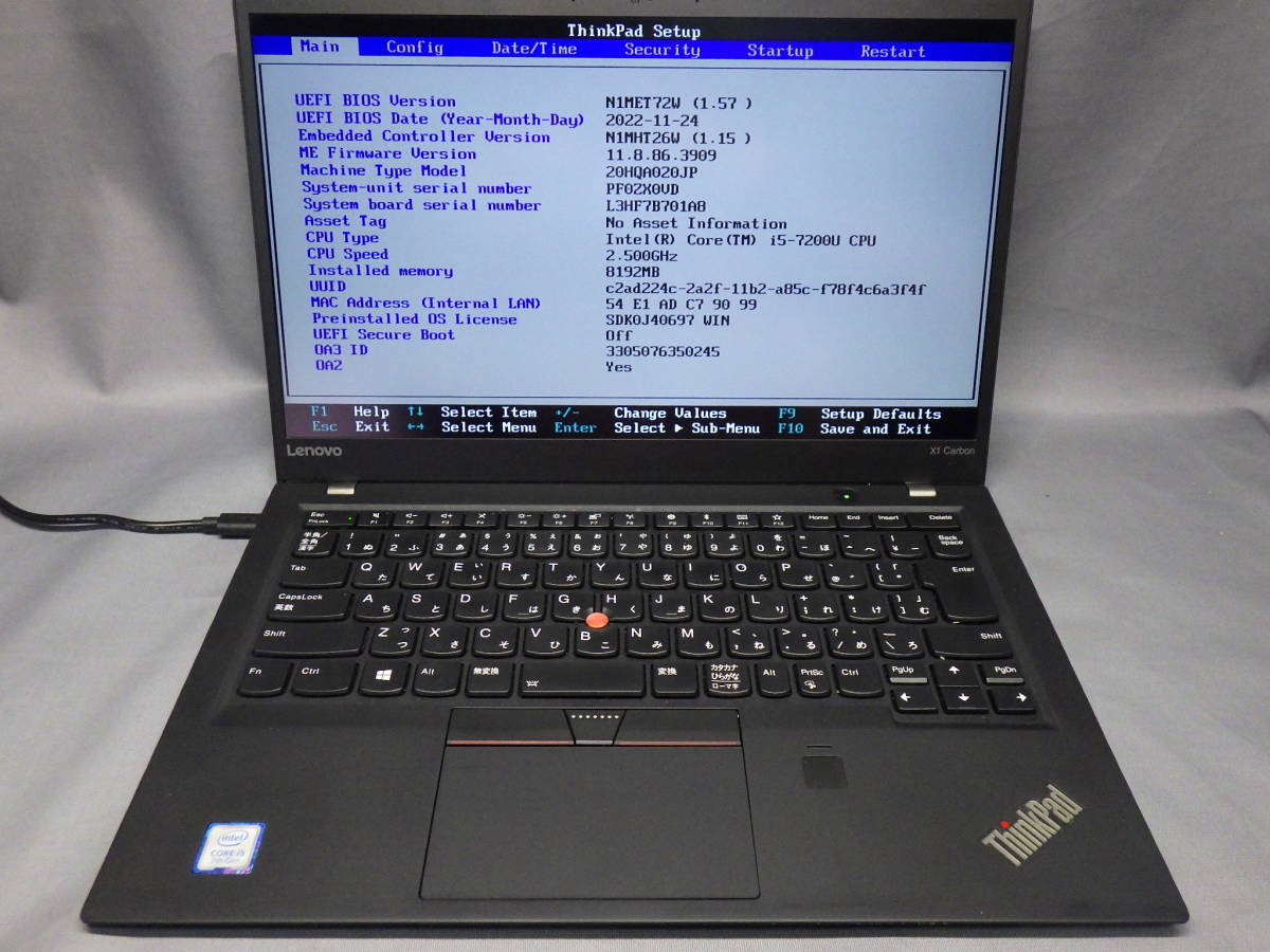 Lenovo ThinkPad X1 Carbon 20HQA020JP メモリ8GB 送料無料 (0300)