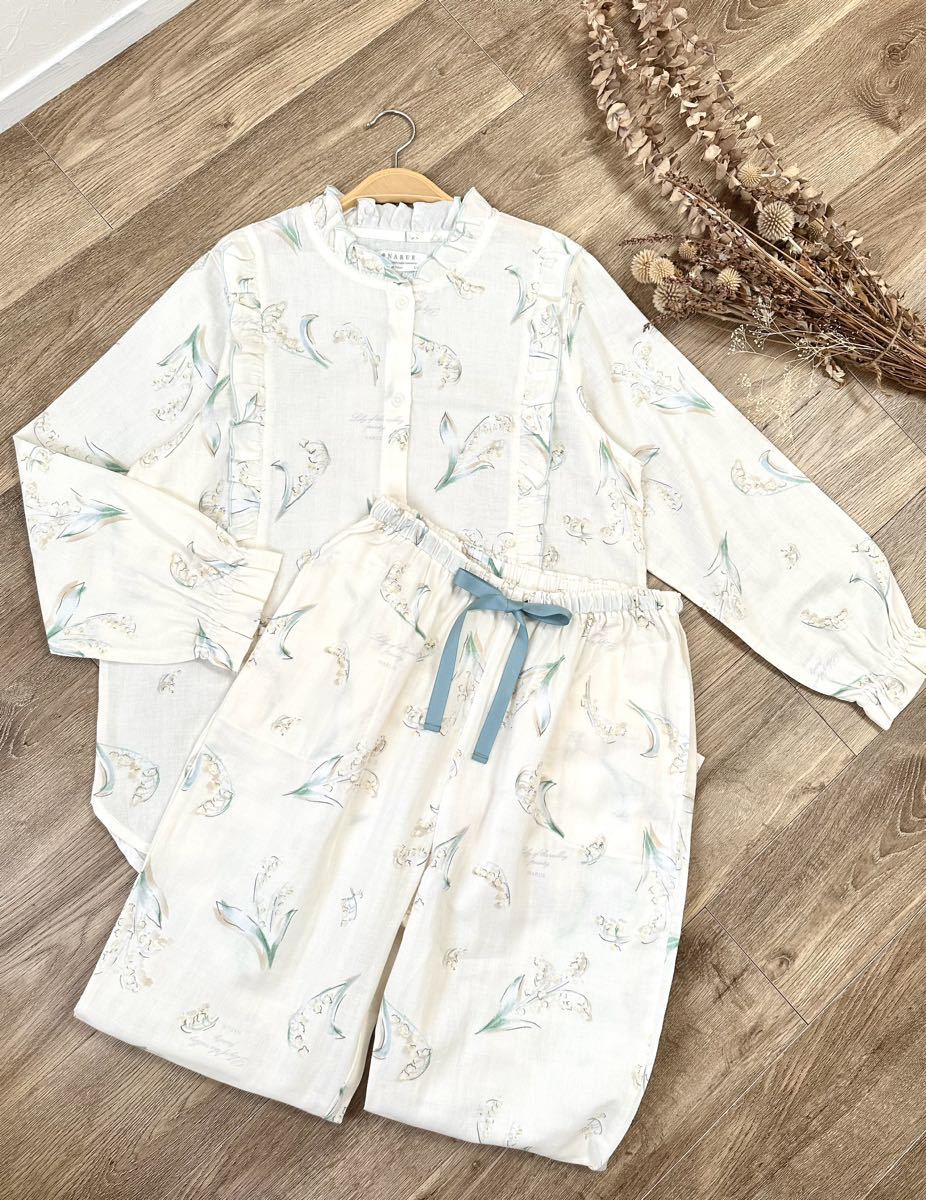 未使用 ナルエー ダブルガーゼ すずらん パジャマ ルームウェア Narue L〜LLサイズ 