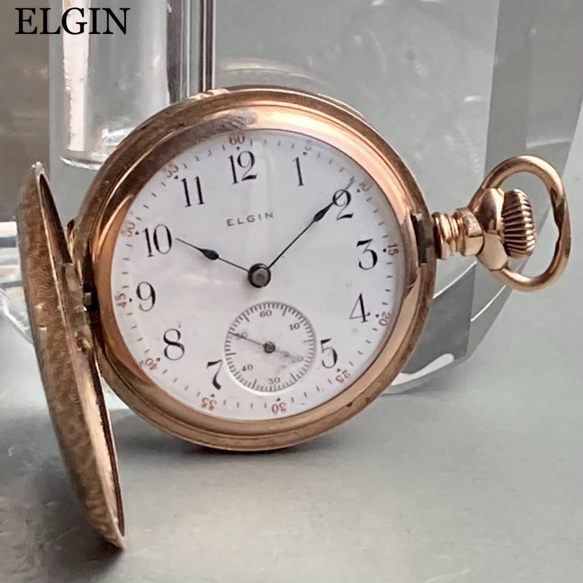 動作品】エルジン ELGIN アンティーク 懐中時計 手巻き ハンターケース 