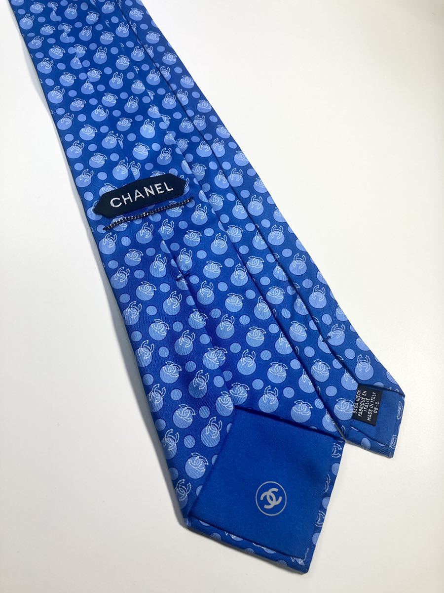 良品 CHANEL シャネル ネクタイ 高級シルク ココマーク 水玉 希少 ココ