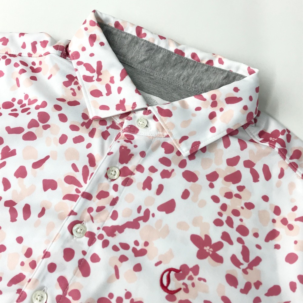 CALLAWAY キャロウェイ 半袖ポロシャツ 花 フラワー 総柄 ホワイト系 L