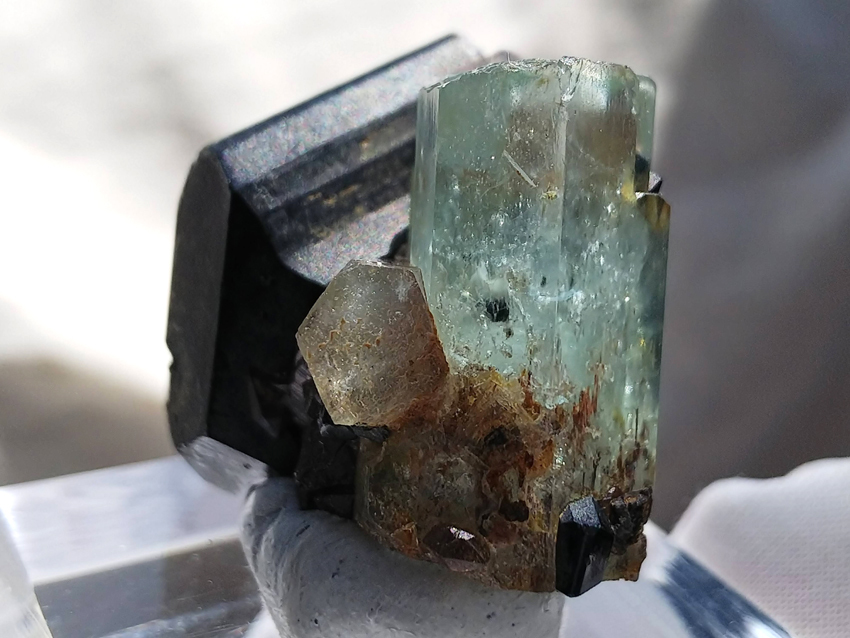 希少・大結晶】アクアマリン 共生 スモーキークォーツ 原石 15.45 ct
