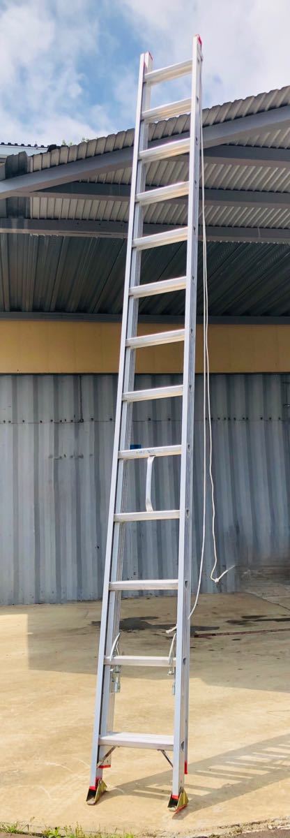 【引取り限定】アルミ合金製 伸縮型はしご 2段スライダー W145×D130×H4635(㎜) 全長8m 法人・事業所限定 業務用 中古品