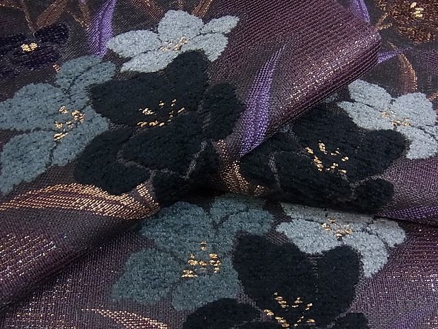 花美人■極上　六通柄袋帯　スリーシーズン帯　春　夏　秋　モール　草花文　金糸　やまと誂製　逸品　ps7044