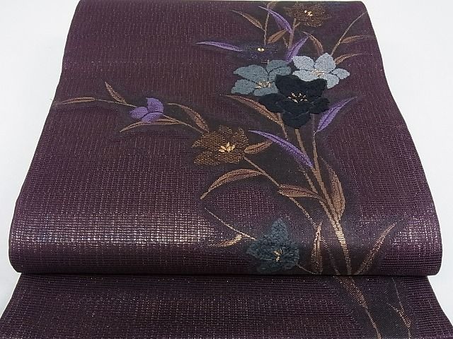 花美人■極上　六通柄袋帯　スリーシーズン帯　春　夏　秋　モール　草花文　金糸　やまと誂製　逸品　ps7044