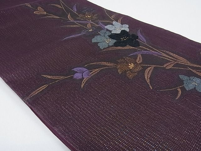 花美人■極上　六通柄袋帯　スリーシーズン帯　春　夏　秋　モール　草花文　金糸　やまと誂製　逸品　ps7044