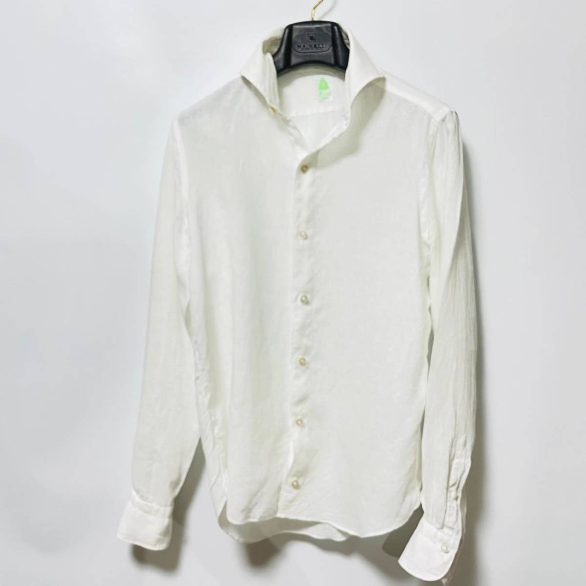 FINAMORE フィナモレ リネンホリゾンタルカラーシャツ 39(15 1/2) 送料 